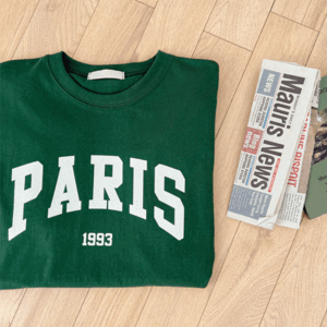 파리 레터링 오버핏 반팔 티셔츠